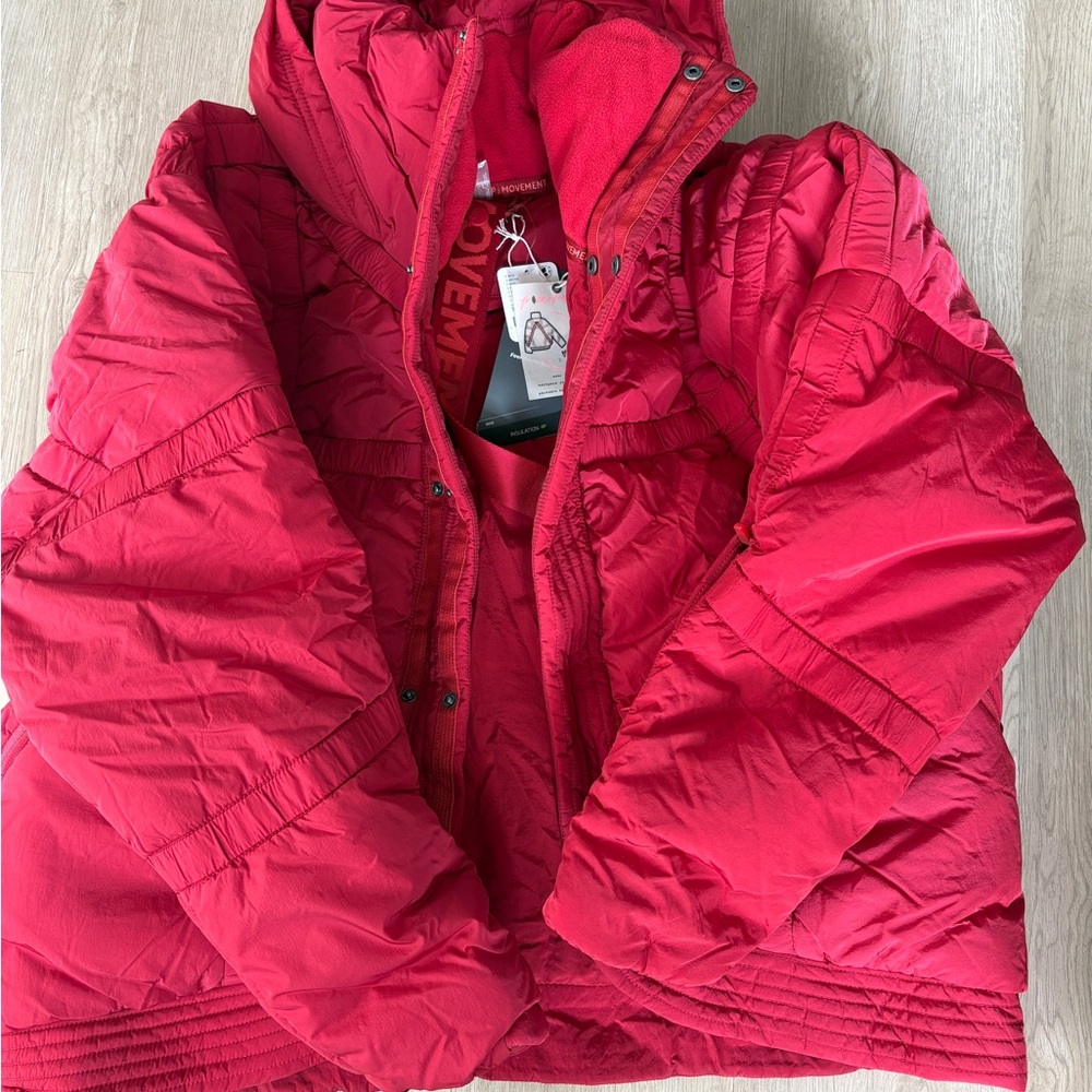 FP Movement by Free People Shirr Enough backpack puffer in cranberry - Picture 5 of 7